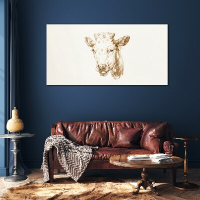 Portrait of a cow in shades of brown Glass art print