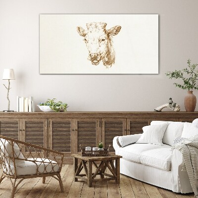 Portrait of a cow in shades of brown Glass art print
