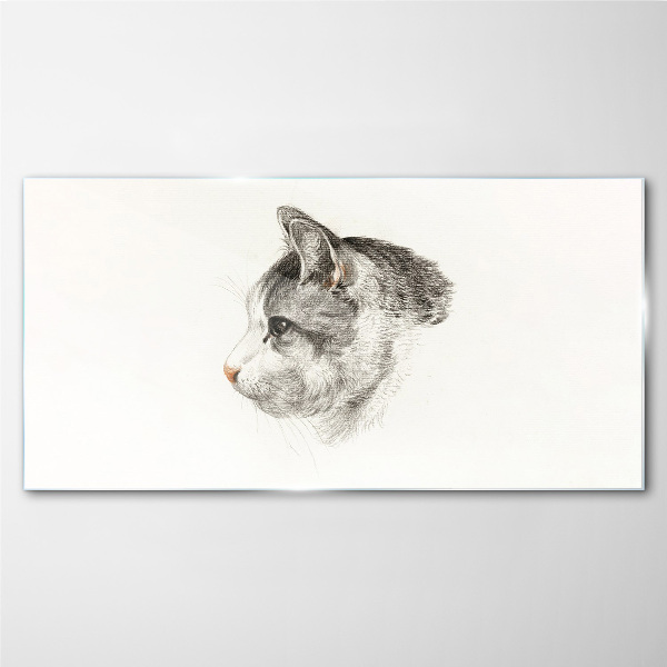 Portrait of a cat on a white background Wall art on glass