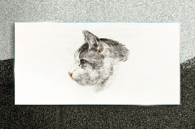 Portrait of a cat on a white background Wall art on glass