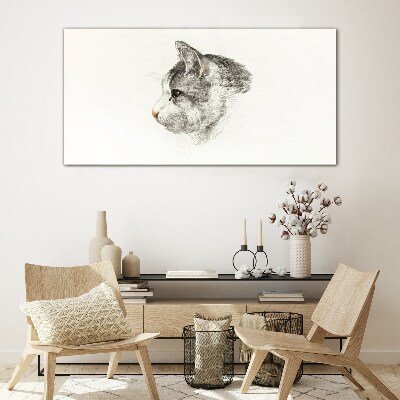 Portrait of a cat on a white background Wall art on glass