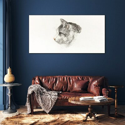 Portrait of a cat on a white background Wall art on glass