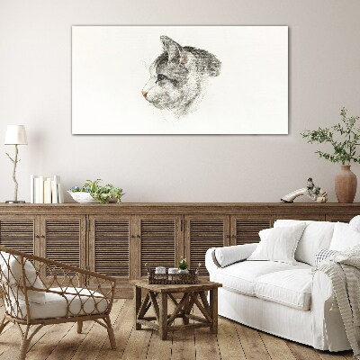 Portrait of a cat on a white background Wall art on glass