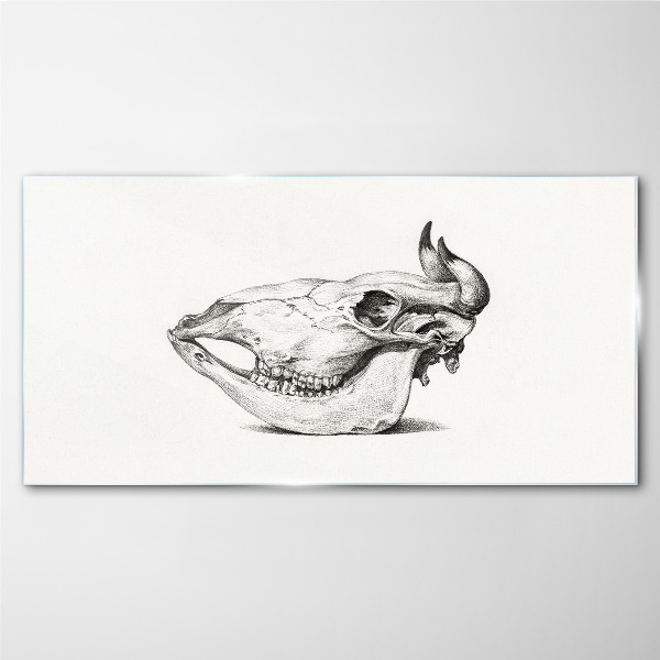 Figure cow skull Glass Print