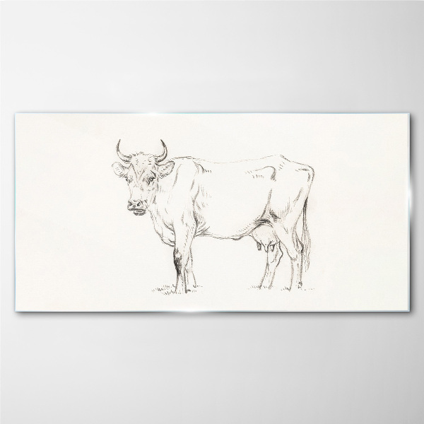 Cow on a white background Glass art print