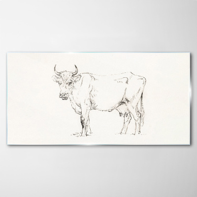 Cow on a white background Glass art print