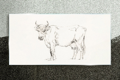 Cow on a white background Glass art print