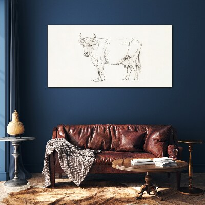 Cow on a white background Glass art print