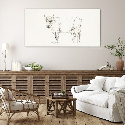 Cow on a white background Glass art print