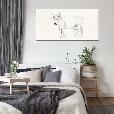 Cow on a white background Glass art print