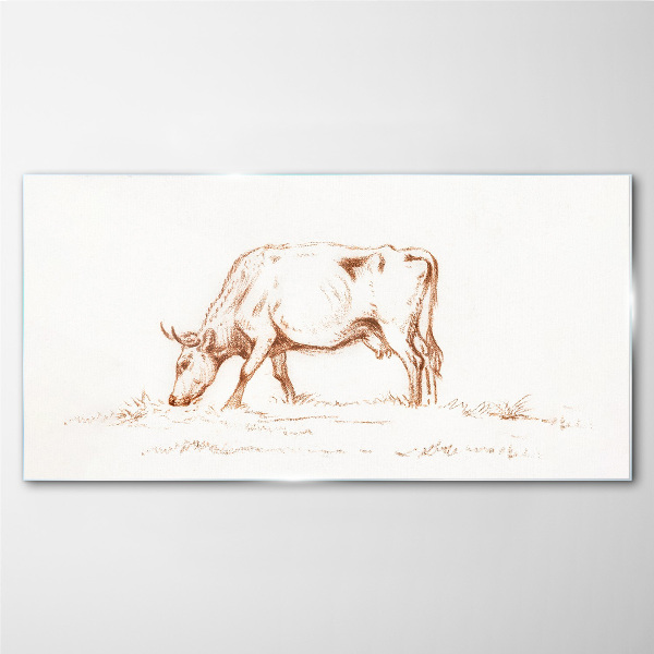 Cow in the meadow Wall art on glass