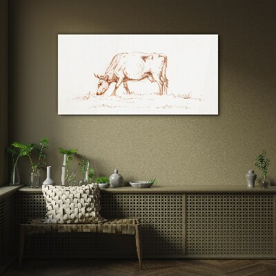 Cow in the meadow Wall art on glass