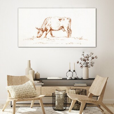 Cow in the meadow Wall art on glass
