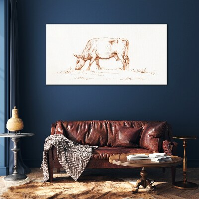 Cow in the meadow Wall art on glass
