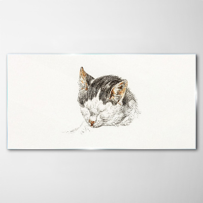 Drawing animal cat Glass Print