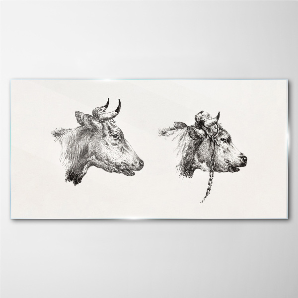 Portrait of two cows Wall art on glass