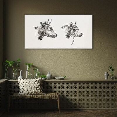 Portrait of two cows Wall art on glass
