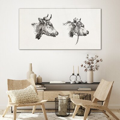 Portrait of two cows Wall art on glass