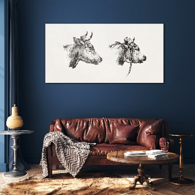 Portrait of two cows Wall art on glass