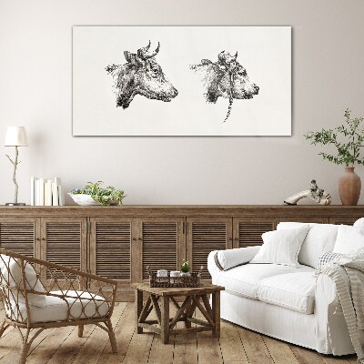 Portrait of two cows Wall art on glass