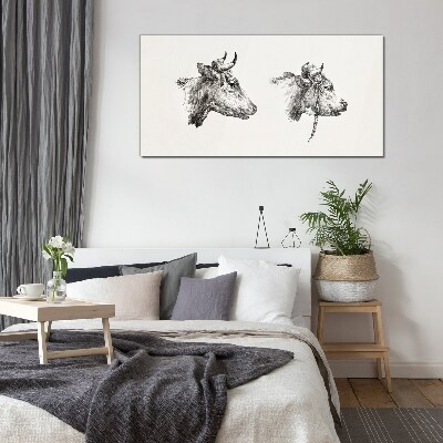 Portrait of two cows Wall art on glass
