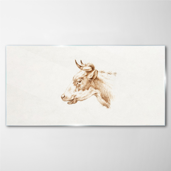 Portrait of a cow in shades of brown Wall art on glass