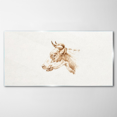 Portrait of a cow in shades of brown Wall art on glass