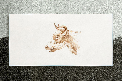 Portrait of a cow in shades of brown Wall art on glass
