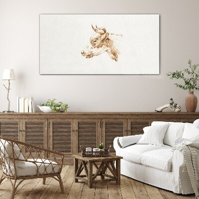 Portrait of a cow in shades of brown Wall art on glass