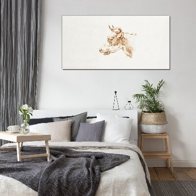 Portrait of a cow in shades of brown Wall art on glass