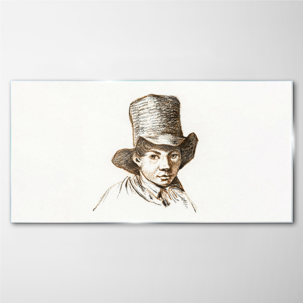 Portrait in a hat Glass art print