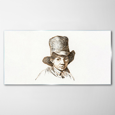 Portrait in a hat Glass art print