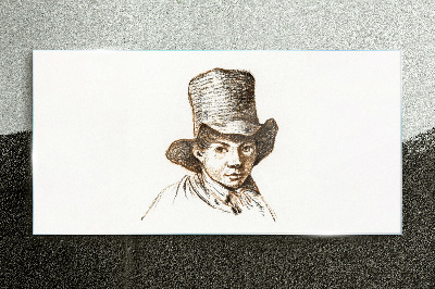 Portrait in a hat Glass art print