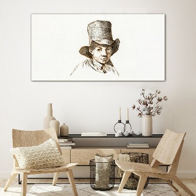 Portrait in a hat Glass art print