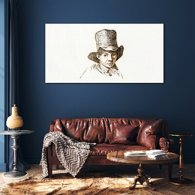 Portrait in a hat Glass art print