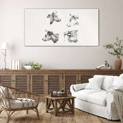 Black and white portrait of cattle Wall art on glass