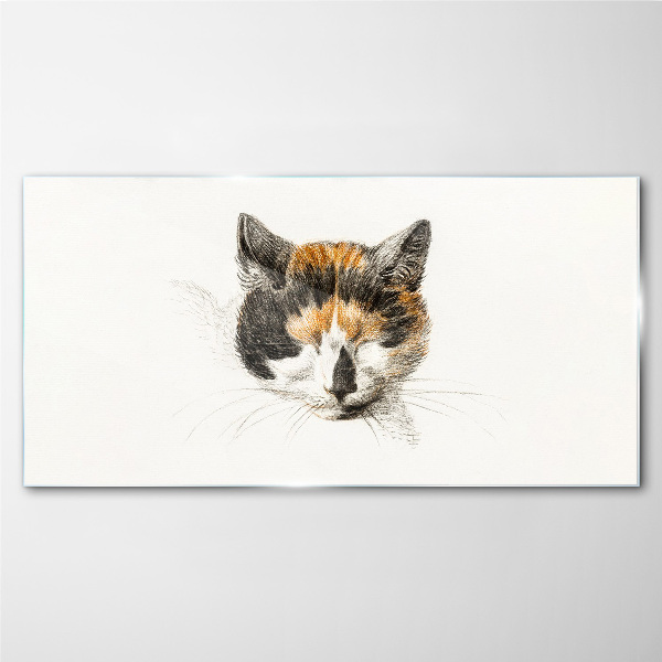 Drawing animal cat Glass Print