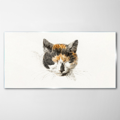 Portrait of a cat in shades of brown Glass art print