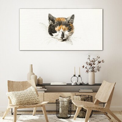 Portrait of a cat in shades of brown Glass art print
