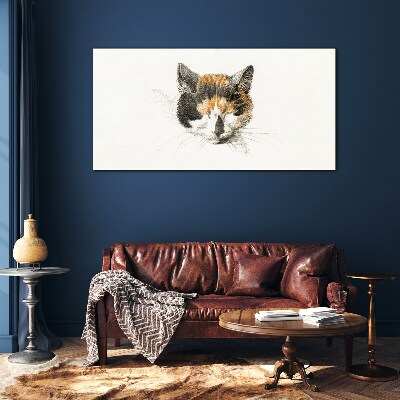 Portrait of a cat in shades of brown Glass art print