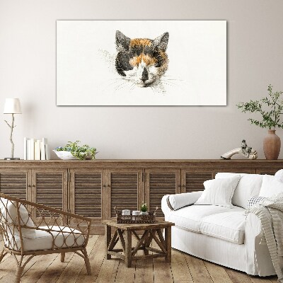 Portrait of a cat in shades of brown Glass art print