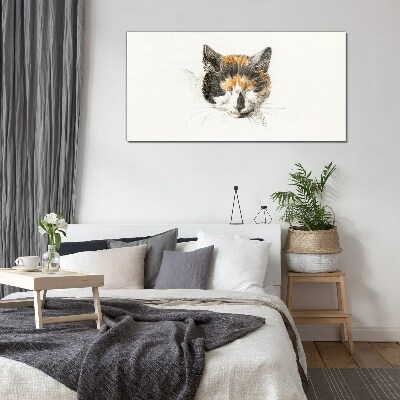 Portrait of a cat in shades of brown Glass art print