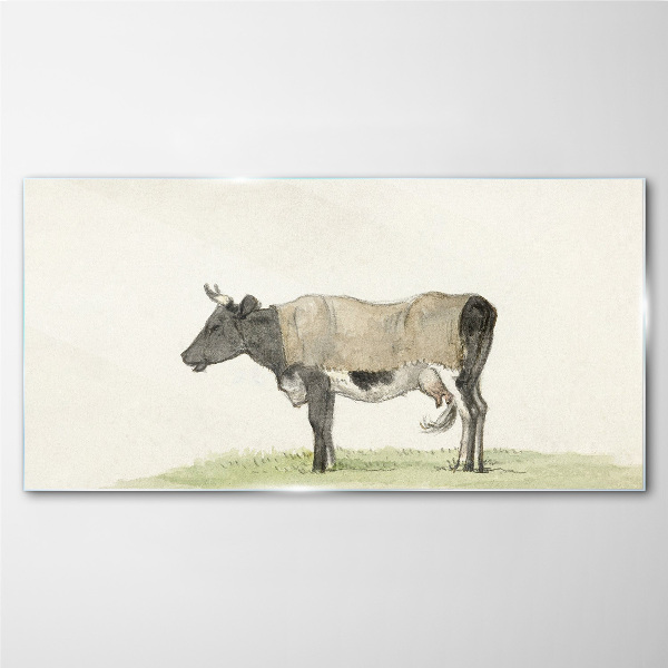 Cow in the meadow Glass art print