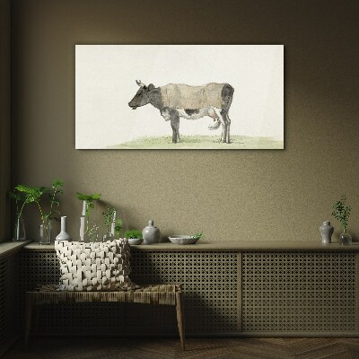 Cow in the meadow Glass art print