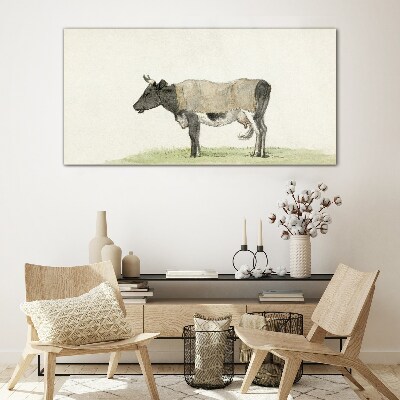 Cow in the meadow Glass art print