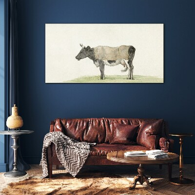 Cow in the meadow Glass art print