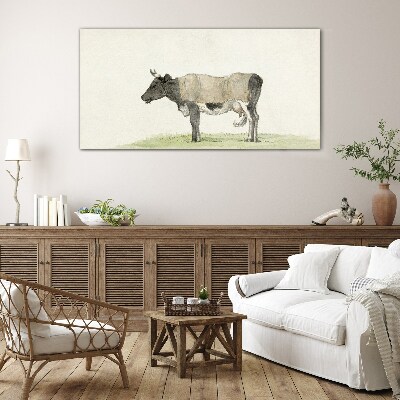 Cow in the meadow Glass art print