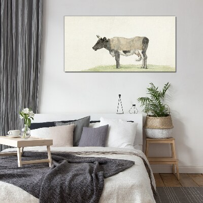 Cow in the meadow Glass art print