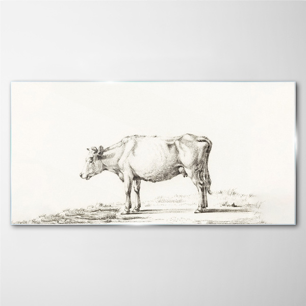 A calm cow against the backdrop of nature Wall art on glass