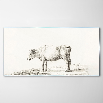 A calm cow against the backdrop of nature Wall art on glass